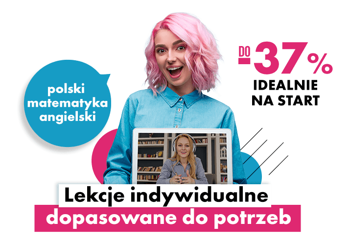 Kursy online w tutore, indywidualnie, do -37% na start, nowoczesne formy nauczania, szczęśliwa młoda kobieta z laptopem. Kursy online